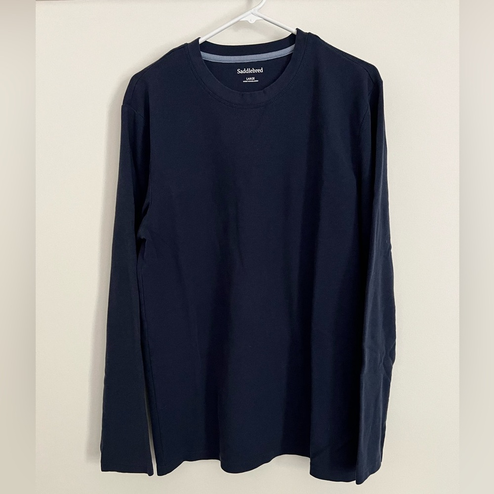 Saddlebred men’s navy blue large waffle knit long sleeve